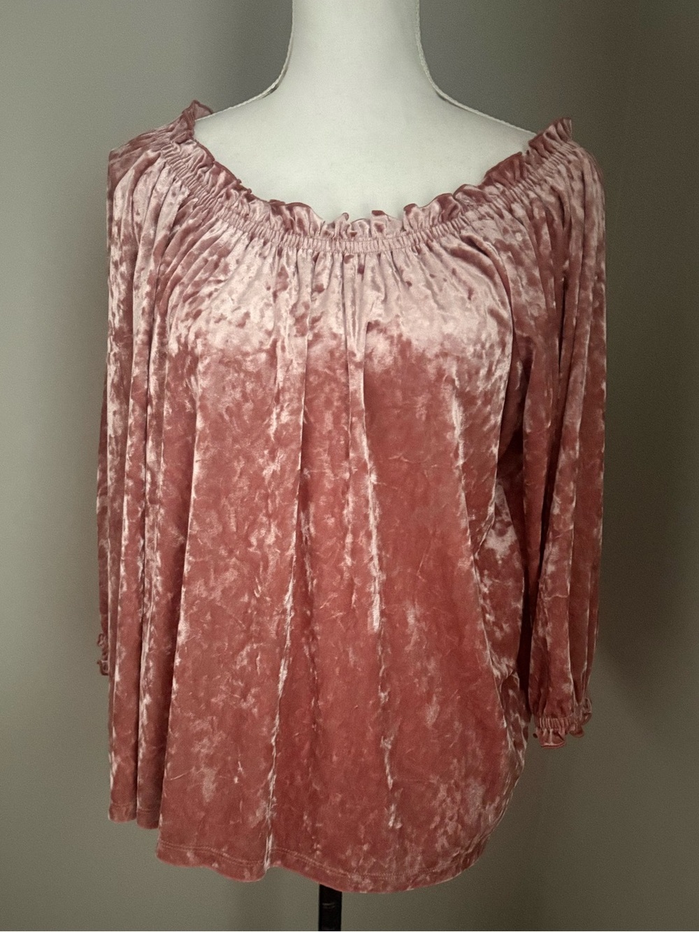 Gap Womens Top Crushed Velvet Off Shoulder Shirt Ren Faire Fairy Pink XL